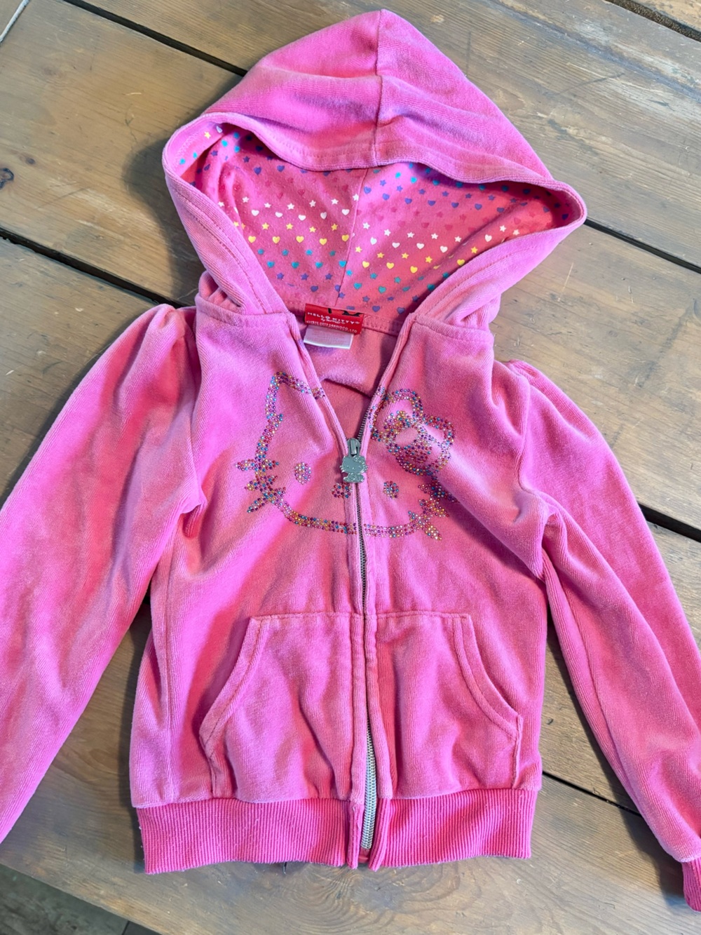 Velour Hello Kitty Pink Zip-Up Hoodie Y2K style